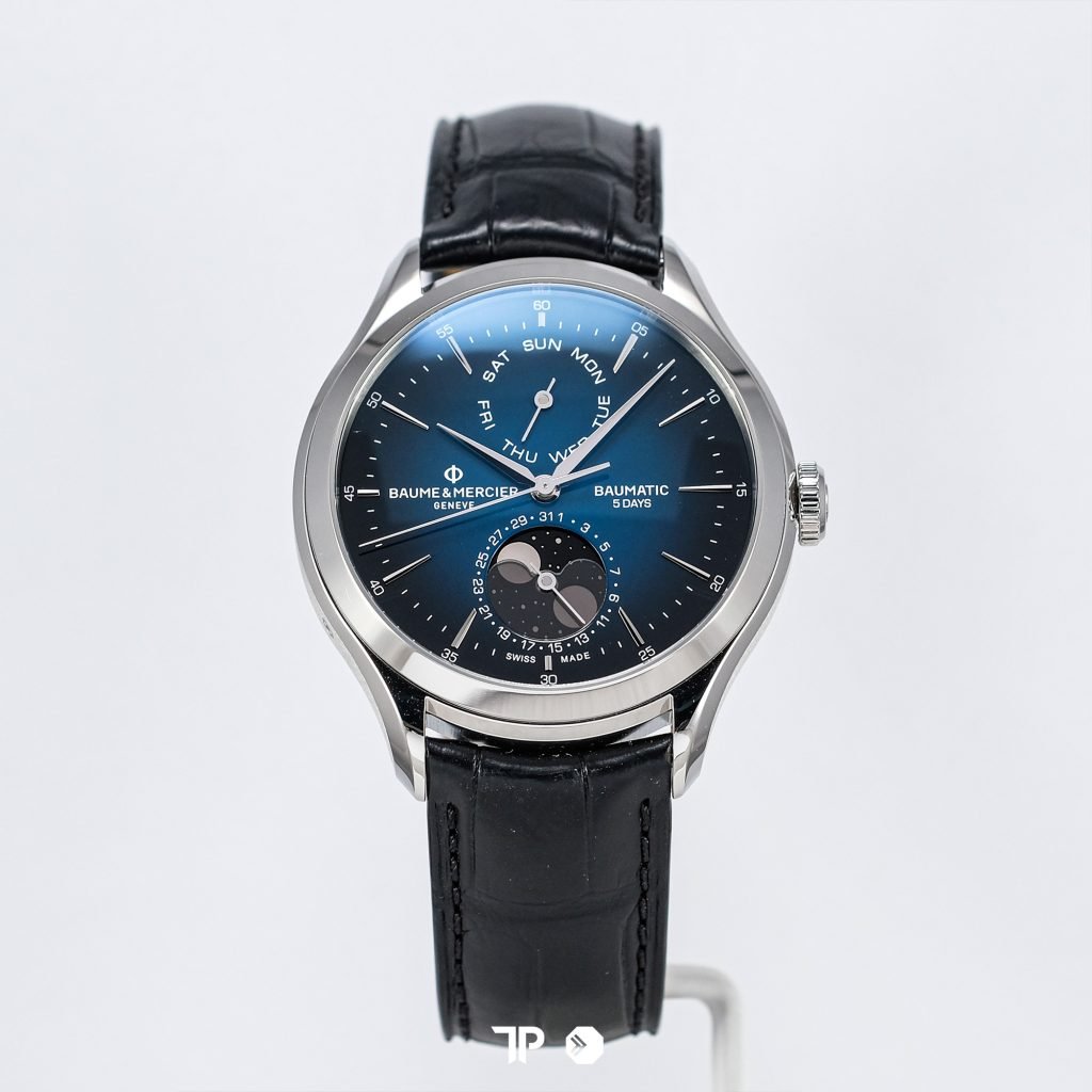 Baume & Mercier Clifton Baumatic 10593 Moonphase Blue Dial Automatic ...