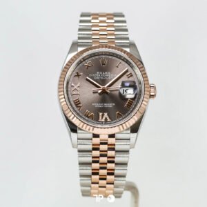 <span style="display:none;">Rolex</span> Datejust 36 Rhodium Two Tone Rose Gold Diamond on VI & IX Roman Jubilee (2020)
