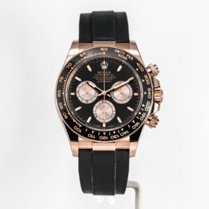 R604 <span style="display:none;">Rolex</span> Daytona Rosegold Black Dial Oysterflex 40mm (2024)