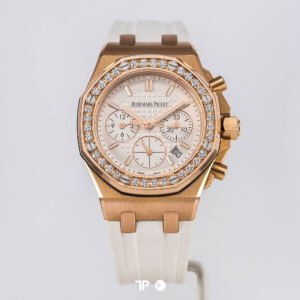 A5146 <span style="display:none;">Audemars Piguet</span> Royal Oak Chronograph Lady Rose Gold White Dial Diamond Bezel 37mm (2017)