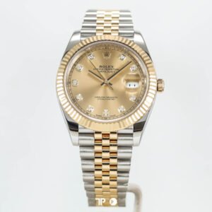 A5540 <span style="display:none;">Rolex</span> Datejust 41 Two Tone Yellow Gold Champagne Diamond Index (2017)