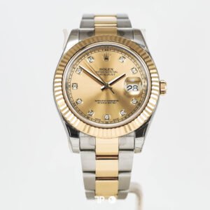 A5981 <span style="display:none;">Rolex</span> Datejust 41 Two Tone Yellow Gold Champagne Diamond Index Oyster (2016)
