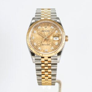 <span style="display:none;">Rolex</span> Datejust 36 Champagne Yellow Gold Jubilee Diamond Computerize Dial (2021)